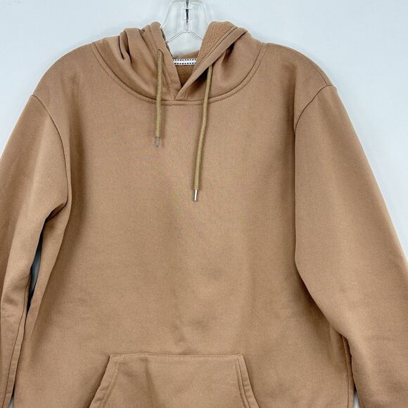 Women’s Hoodie Sweatshirt Brown Kangaroo Pocket Hood Size L - Picture 3 of 16